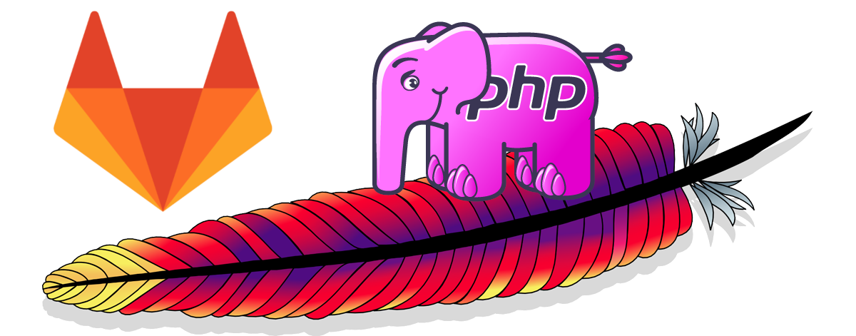 an elephpant, and the apache and gitlab logo's